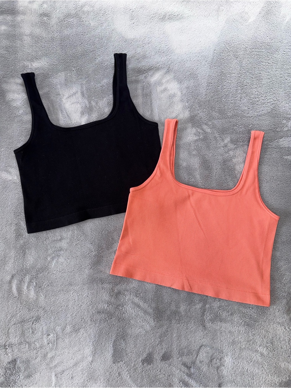 QQQ Ribbed Scoop Neck Tank Top Bundle Orange & Black Set of 2